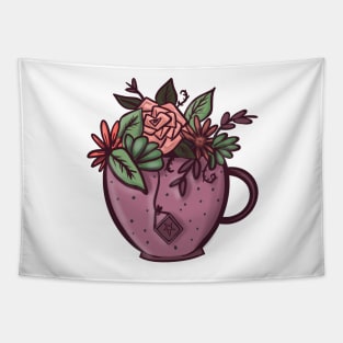 Floral Tea Cup Tapestry