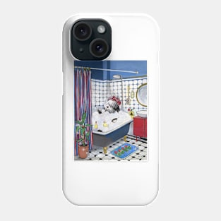 Sheepadoodle taking a bath Phone Case