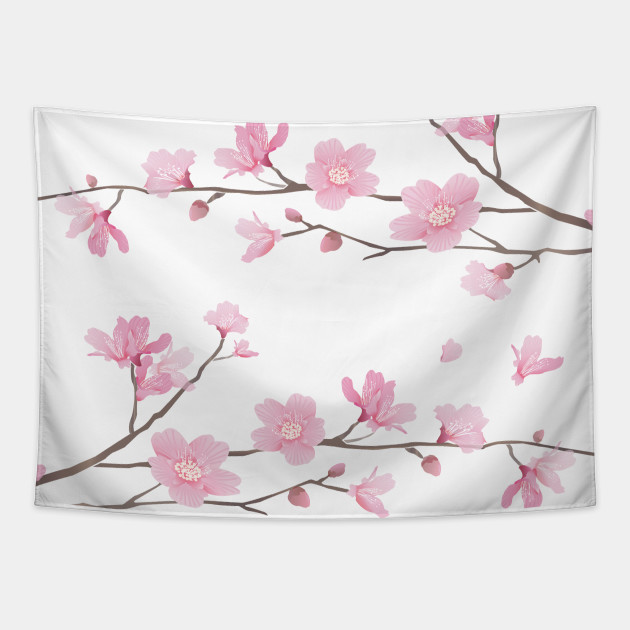 Cherry Blossom Branches Transparent Background Cherry Blossoms Tapestry Teepublic