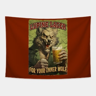 Lupine Lager - Retro werewolf beer Tapestry