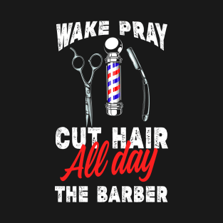 Barber Gift Religious Barber Gifts Christian Catholic Muslim Barber Pole Tee T-Shirt