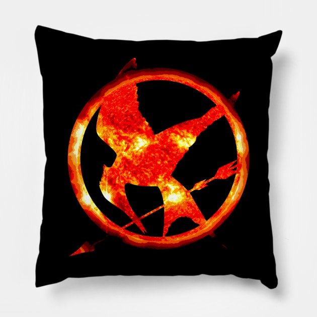 Burning Mockingjay Pillow by mankeeboi