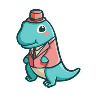 Cute T-Rex Gentleman Dino in Hat Dinosaur T-Shirt