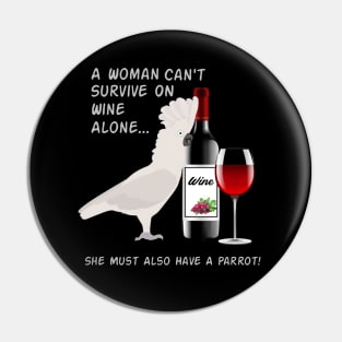 Umbrella Cockatoo Parrot Wine Loving Drinking Pin