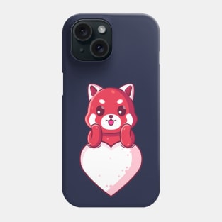 Cute red panda with big love. Gift for valentine's day with cute animal character illustration. Phone Case