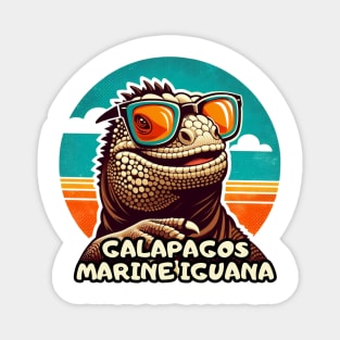 Funny Galapagos lizard enjoying summer retro vintage Magnet