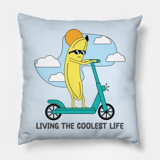 funny Banana Riding a Scooter : Living the banana life Pillow