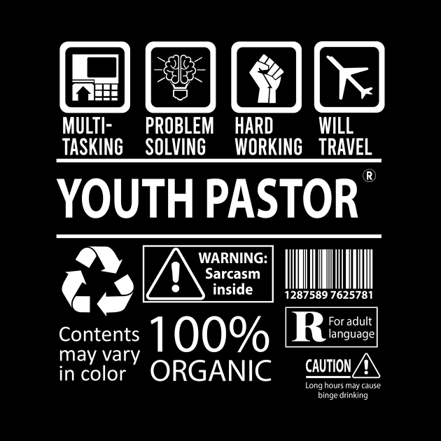 Youth Pastor T Shirt - MultiTasking Certified Job Gift Item Tee by Aquastal