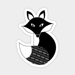 Cute Black and White Fox with Filigree Tail Magnet