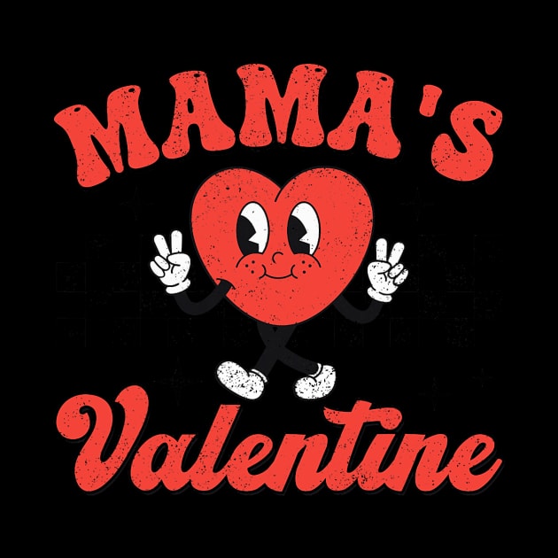 Retro Groovy Mama is My Valentine Cute Heart Boys Girls Kids by jadolomadolo