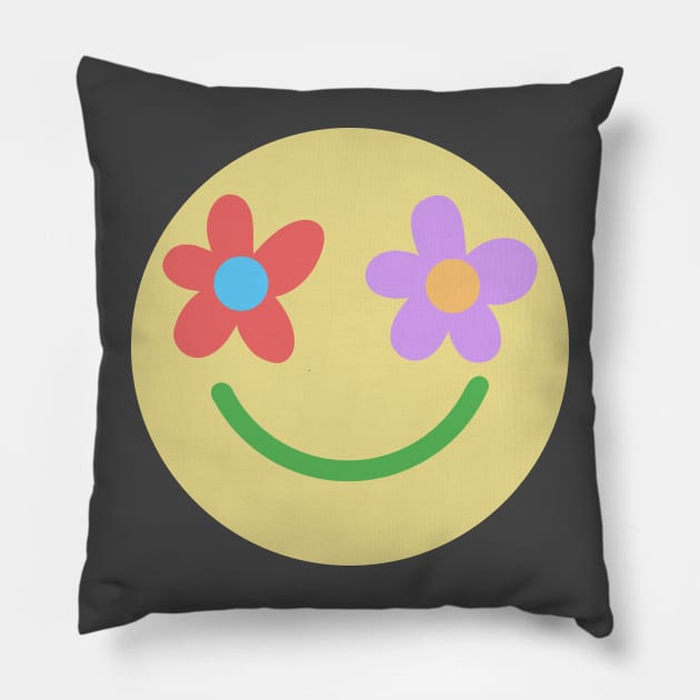 Rainbow Happy Face Pillow by gray-cat