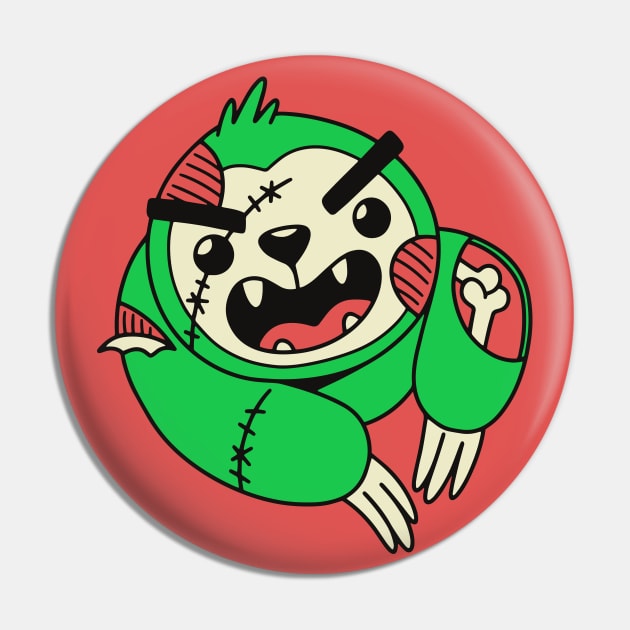 Cute Zloth Zombie Sloth // Funny Halloween Animals Pin by SLAG_Creative