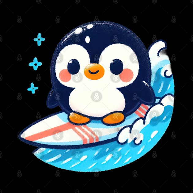 Kawaii penguin surfing by Evgmerk