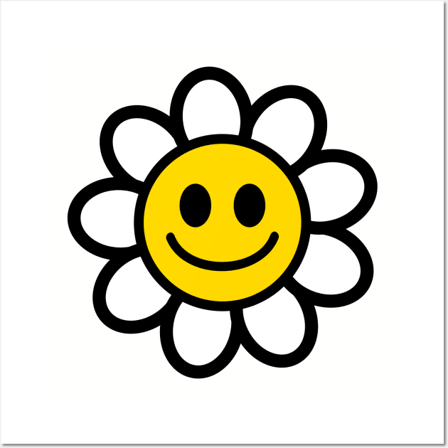 Black and White Daisy Flower Smiley Face Graphic - Graphic - Posters and  Art Prints