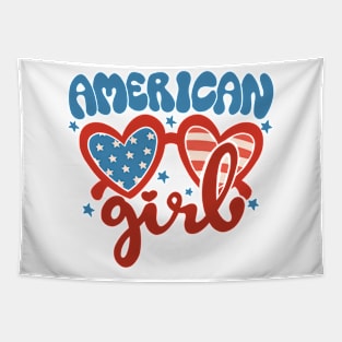 american girl groovy 4th of july America retro patriotic USA Tapestry