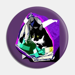 Cute Tuxedo Cat In Shopping Bags Copyright by TeAnne Pin