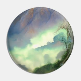 Digital Painting of a Beautiful Nature With High Mountains With Fog Pin