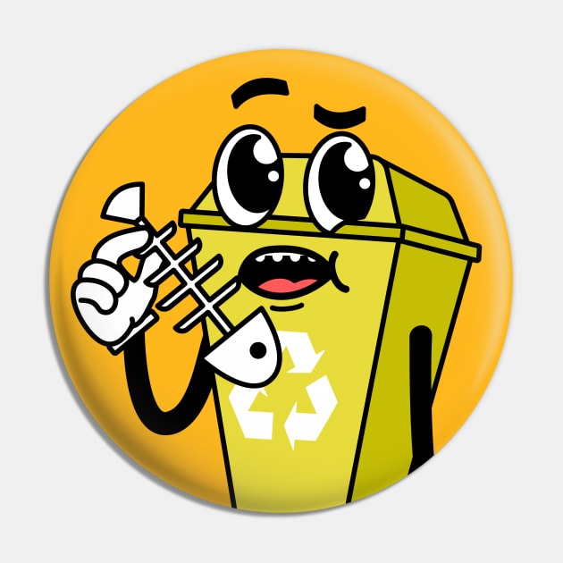 Garbage Bin Cartoon Mustard Yellow Pin by rejazer