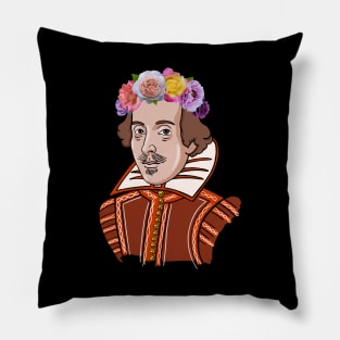 William Shakespeare - Portrait With Flower Crown Pillow