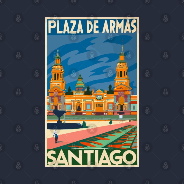 A Vintage Travel Art of Santiago - Chile by goodoldvintage