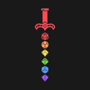 Larping Rainbow Polyhedral Dice Set TRPG T-Shirt