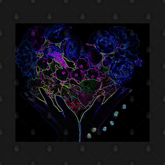 Black Panther Art - Flower Bouquet with Glowing Edges 4 by The Black Panther