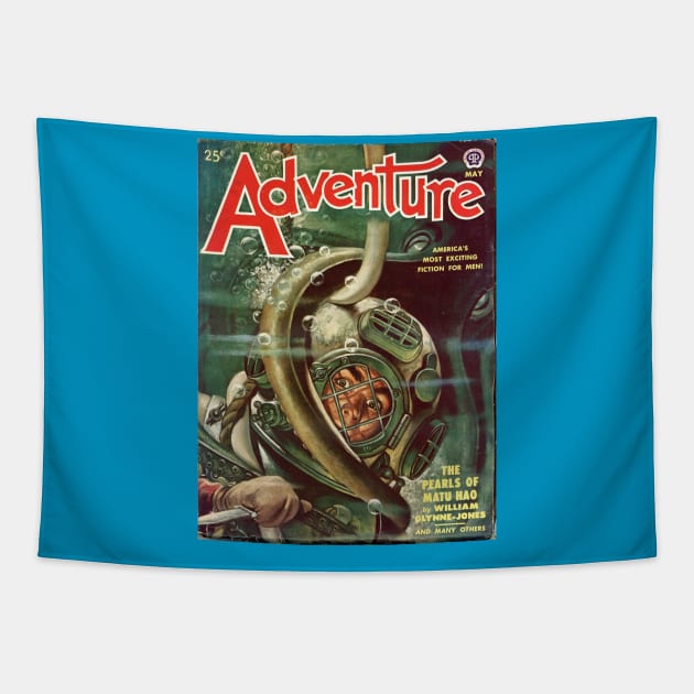 Adventure Magazine Tapestry by MindsparkCreative