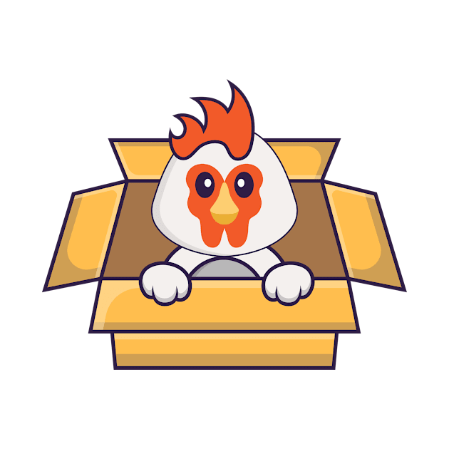 Cute chicken Playing In Box. by kolega