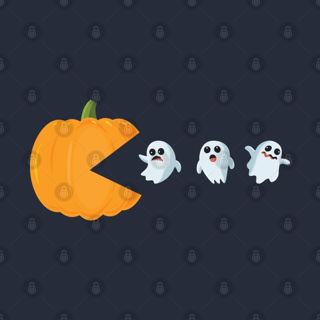 Pumpkin Eating Running Ghosts by kevenwal