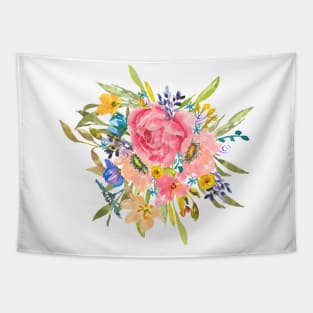 Watercolor Rose Floral Spray Tapestry