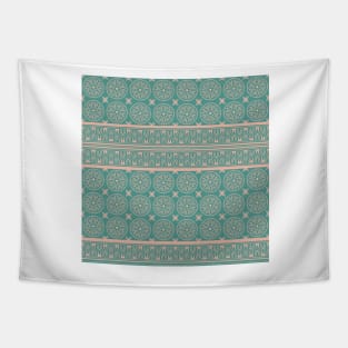 African Ethnic Tribal Blue Green  Faded Pink Tapestry