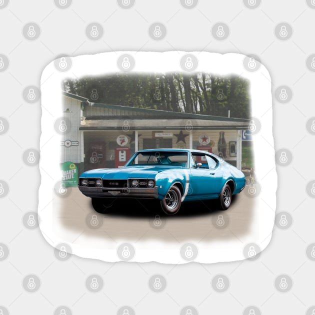 1968 Olds Cutlass 442 in our filling station series Magnet by Permages LLC
