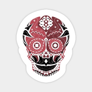 skull mania ecopop tribal mexican art in scarlet calavera Magnet