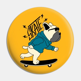 Dog playing skateboard Pin