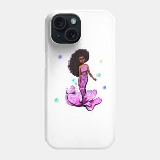 Best Mermaid gifts top 10 2022 Coco the Magical rainbow mermaid with brown eyes, flowing Afro hair and caramel brown skin - light background Phone Case