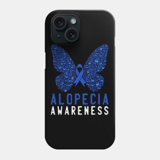 Butterfly Alopecia Awareness Blue AA Ribbon Support Warrior Phone Case