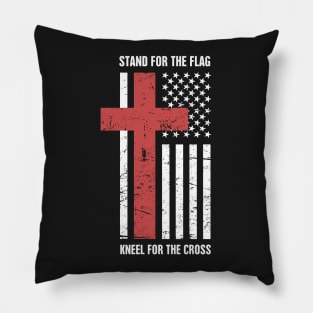 Stand For The American Flag, Kneel For The Christian Cross Pillow