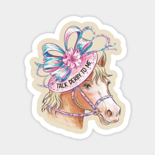 blond horse wearing Cute hat on Race day party Magnet