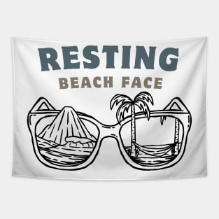 Resting Beach Face - Summer Humor Vacation Mode - Funny Beach Saying | Summer Vacation Tropical Relaxation Tapestry