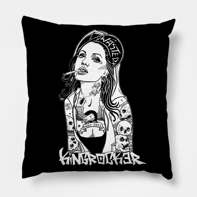 tattooed girl Pillow by Kingrocker Clothing