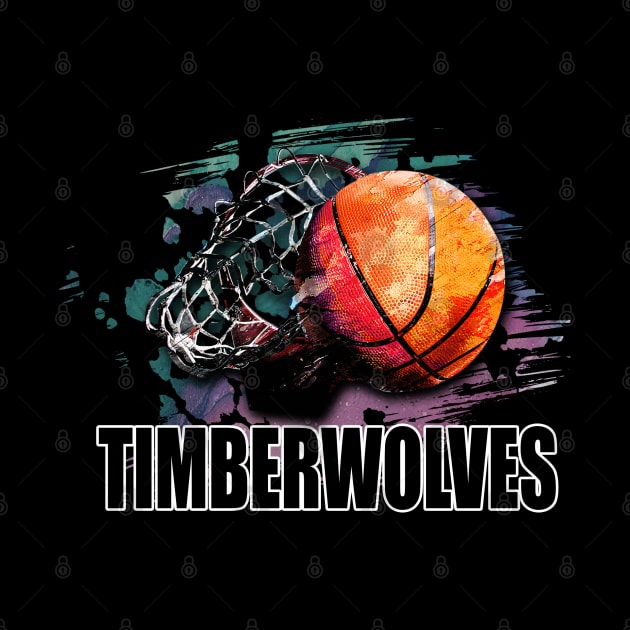 Retro Pattern Timberwolves Basketball Classic Style by Frozen Jack monster