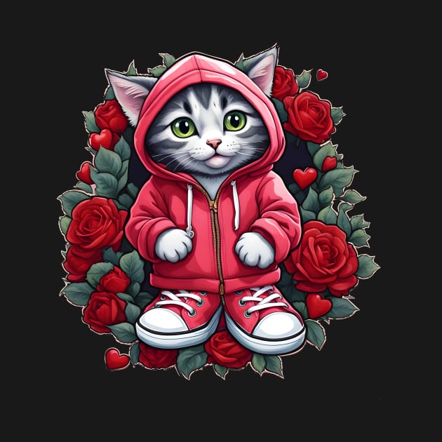 Stylish Valentine's Companion: Tabby Cat in Pink by ImaginativeInkPOD