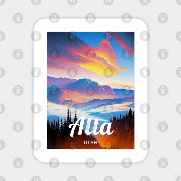 Alta Utah United States ski Magnet by UbunTo