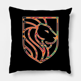 African Lion with Kente Pattern Minimal Pillow