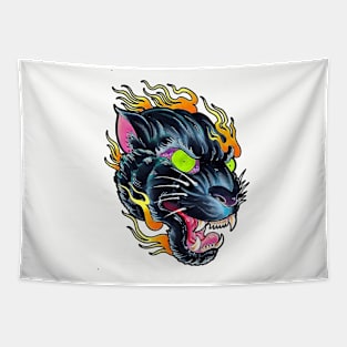 Flaming Panther Tapestry