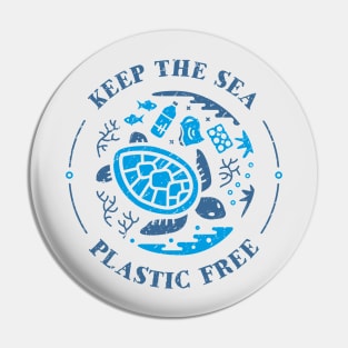 Keep the Sea Plastic Free Underwater Scene Pin