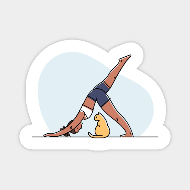 YOGA WITH CAT ILLUSTRATION Magnet by Trio Store