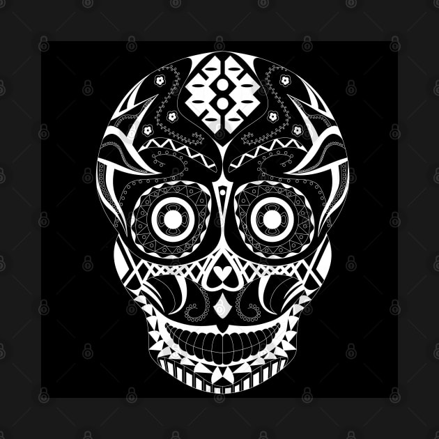 dark sugar skull in pattern ecopop by jorge_lebeau