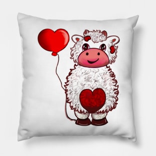 Cute Valentine’s Day Valentine Romantic Shaggy Cow Love Heart Cows boyfriend girlfriend husband wife Valentines Day Pillow