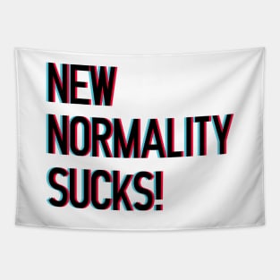 New Normality Sucks! lettering art with 3d glasses effect over white blackground. T shirt and stamps concept Tapestry